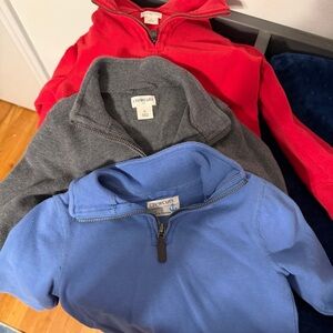 Crewcuts Trio of Red, Gray, and Blue Half-Zip Pullovers
